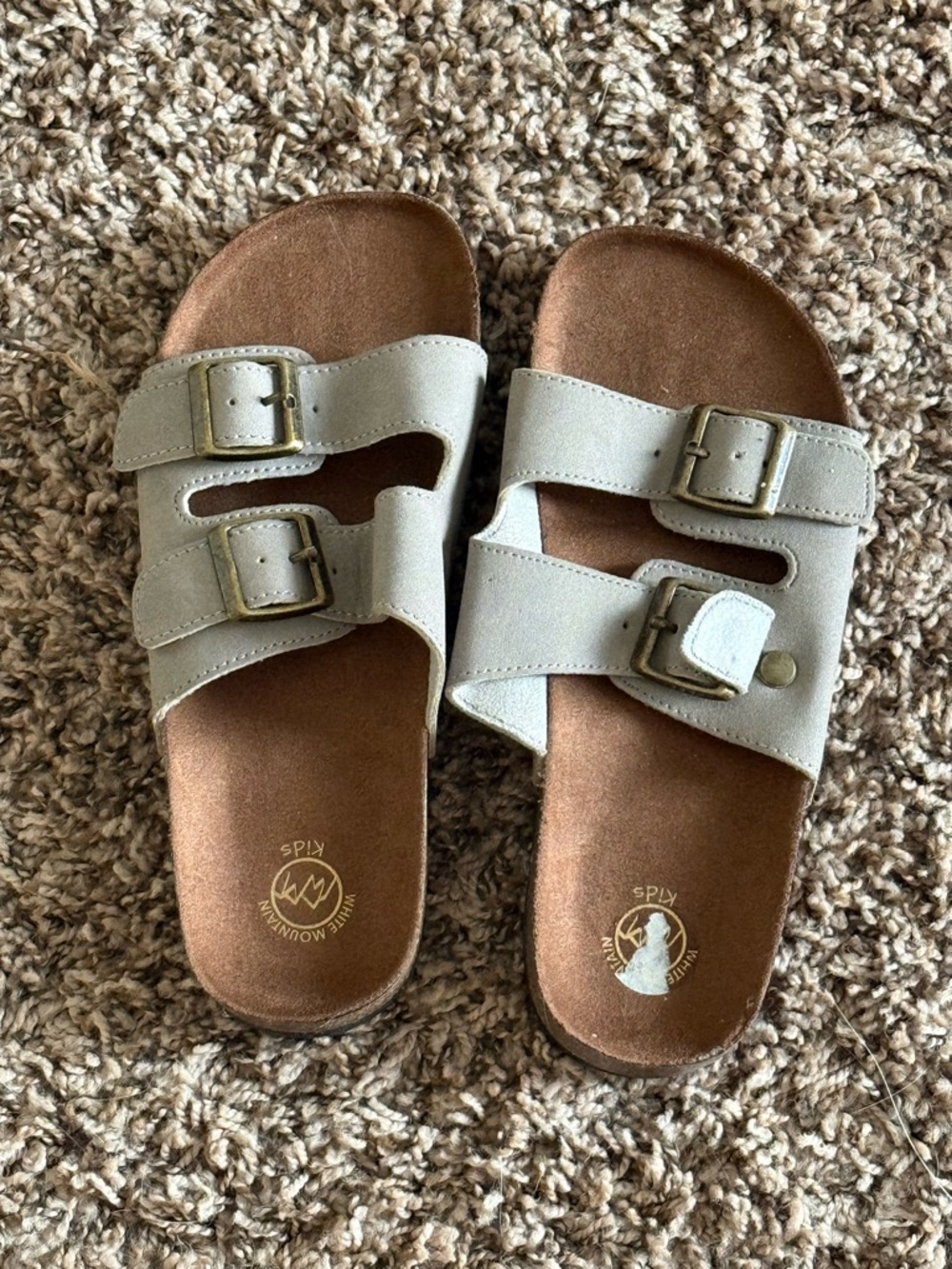 White Mountain Girls Beige Double-Buckle Slide Sandals